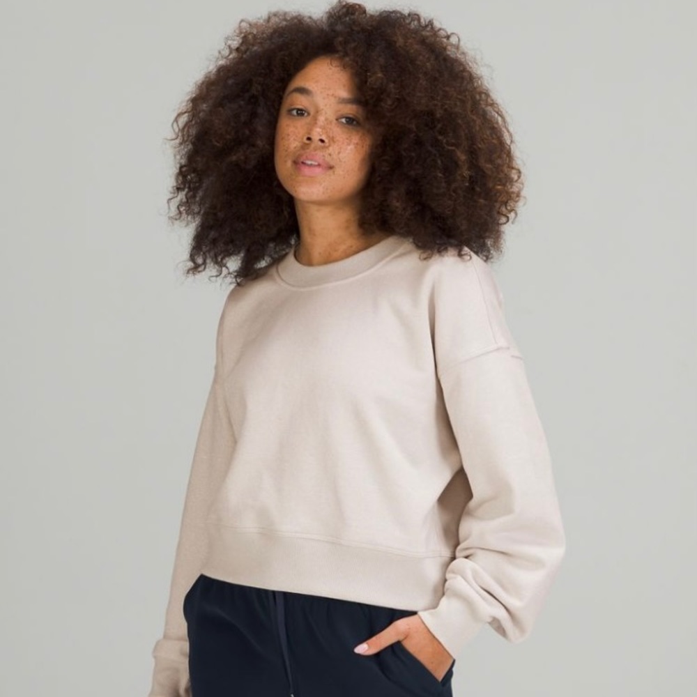 Lululemon Perfectly Oversized Cropped Crew *spark white opal, size 10